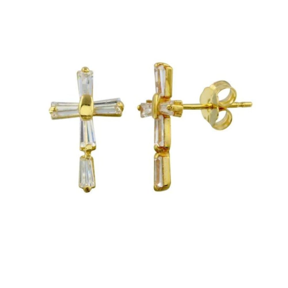 14k Gold Cross Earrings